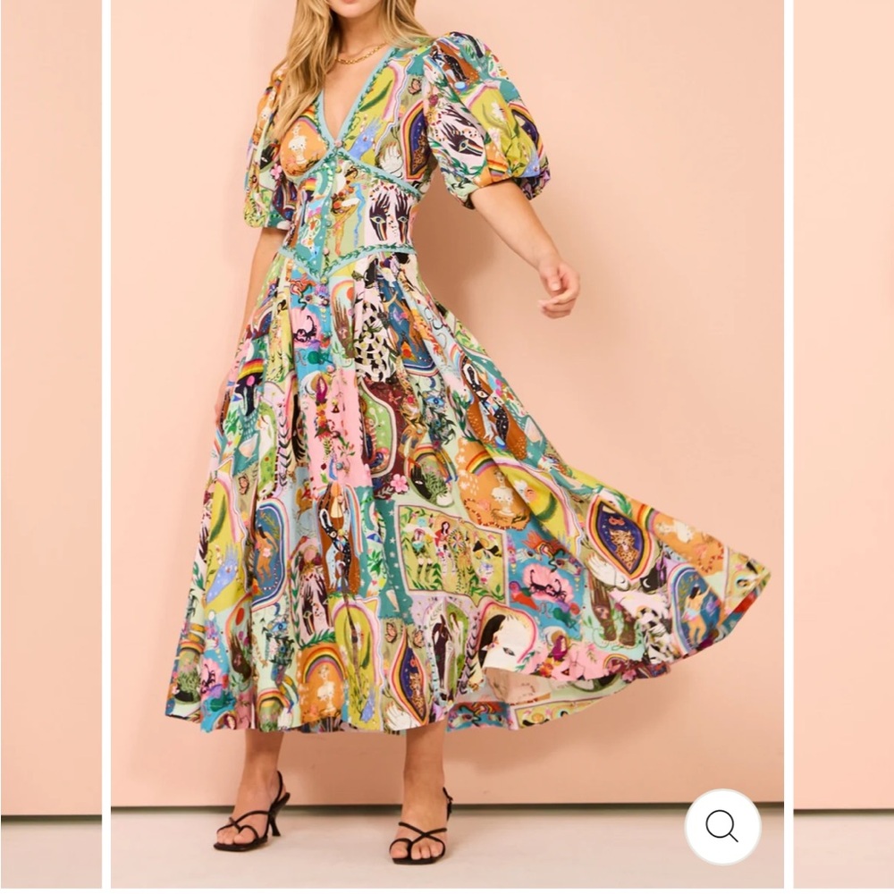Casual Graffiti Evergreen Printing Midi Dress